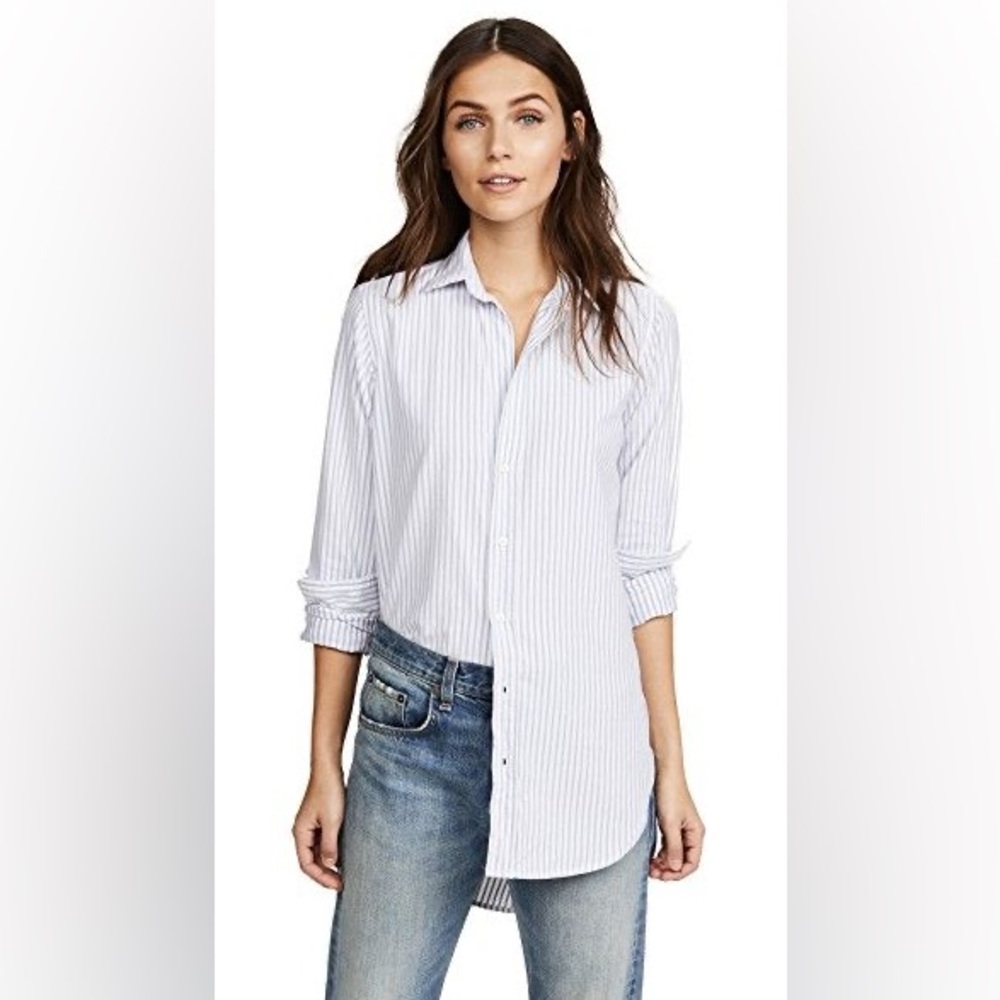 FRANK & EILEEN Grayson Mary Long Sleeve Button Up Stripe high low preppy Size M